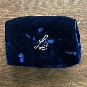 Lisa Eldridge midnight blue velvet pouch